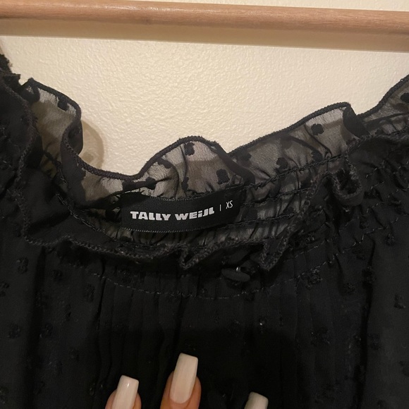 Mesh Polka Dot Spot Flowy Ruffle Blouse by Tally Weijl Extensible Flexible XS - Picture 5 of 6